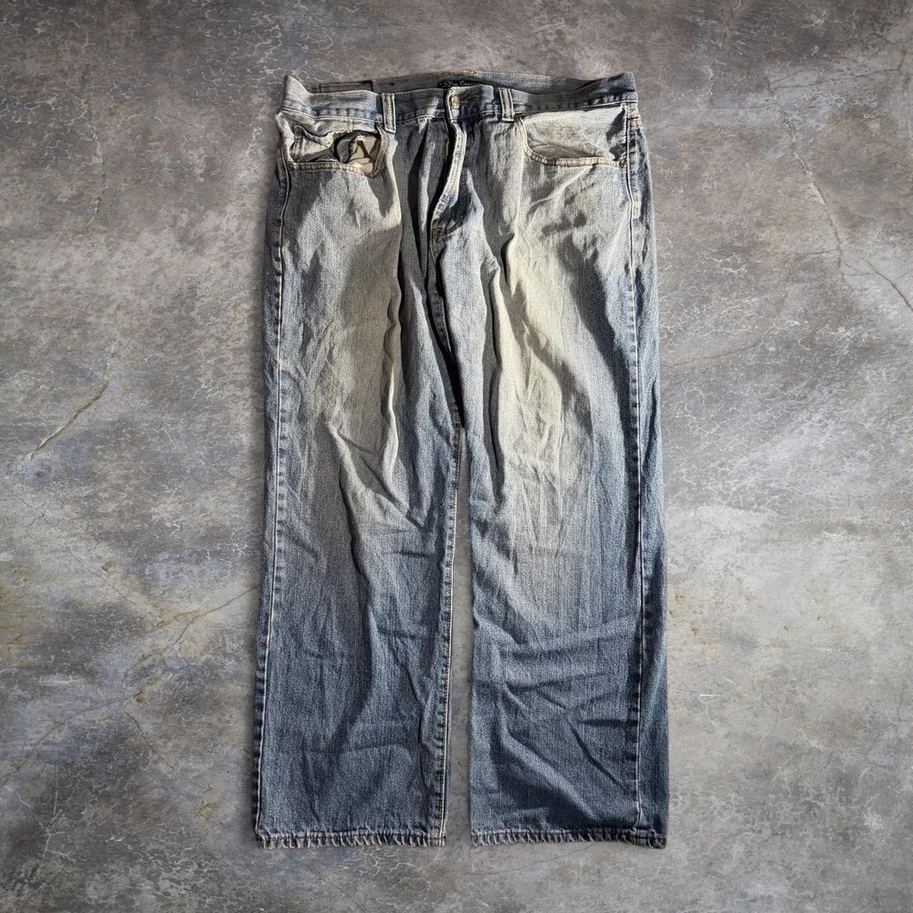 Oleg Cassini American Dungarees Mens Baggy Wide Leg Y2K Light Wash Jeans 38x31